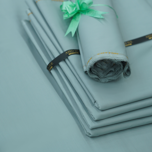 Manzoor Pashteen Cotton – Dusty Blue | Premium Fabric by ABID JEE