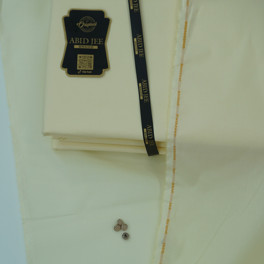 Manzoor Pashteen Cotton – Dark Cream| Premium Fabric by ABID JEE