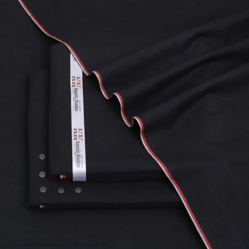 Elegant Black Khaddar Unstitched Suit
