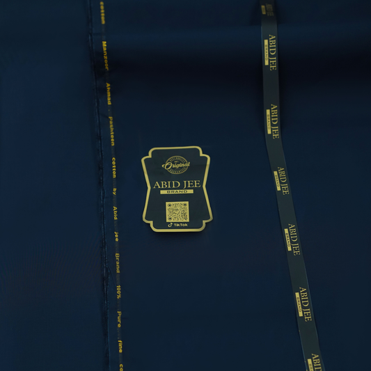 Manzoor Pashteen Cotton – Navy Blue | Premium Unstitched Fabric by Abid Jee