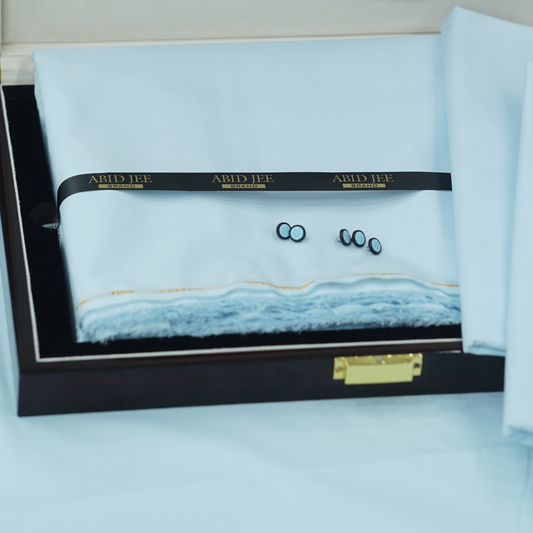 Manzoor Pashteen Cotton – Muted Sky Blue | Premium Unstitched Fabric by Abid Jee
